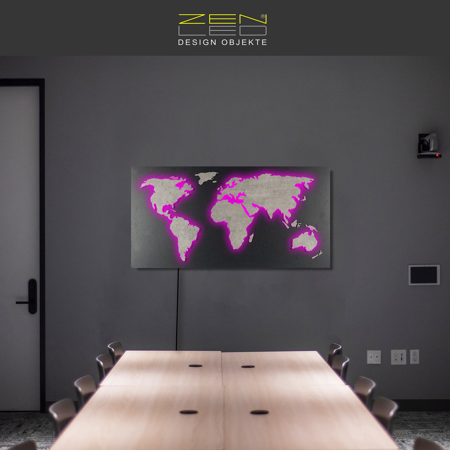 LED Designer LUX Weltkarte MAPPA DEL MONDO | STEIN-Optik Serie 110x57cm | Wanddeko und Leuchtbild mit 3D Effekt |  bunte RGB Beleuchtung mit Fernbedienung | modern industriell Boho City-Chic